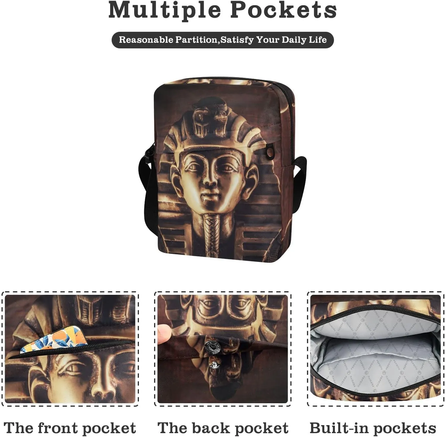 Poeticcity Crossbody Phone Bag, Small Messenger Shoulder Bag, Cash Handbag Wallet Purse