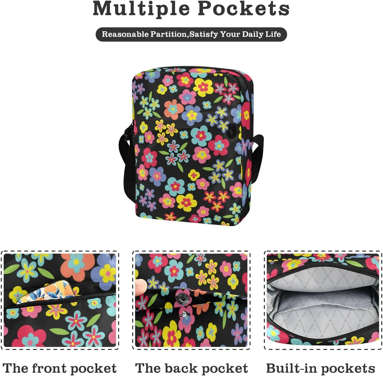Poeticcity Crossbody Phone Bag, Small Messenger Shoulder Bag, Cash Handbag Wallet Purse
