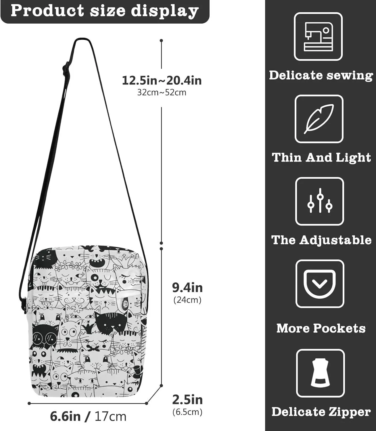 Poeticcity Crossbody Phone Bag, Small Messenger Shoulder Bag, Cash Handbag Wallet Purse