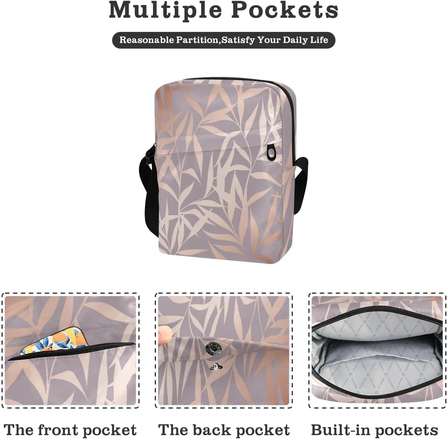 Poeticcity Crossbody Phone Bag, Small Messenger Shoulder Bag, Cash Handbag Wallet Purse