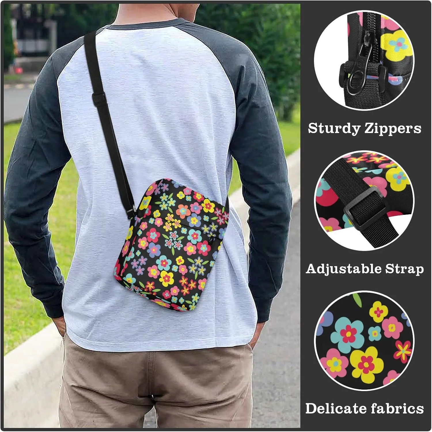 Poeticcity Crossbody Phone Bag, Small Messenger Shoulder Bag, Cash Handbag Wallet Purse