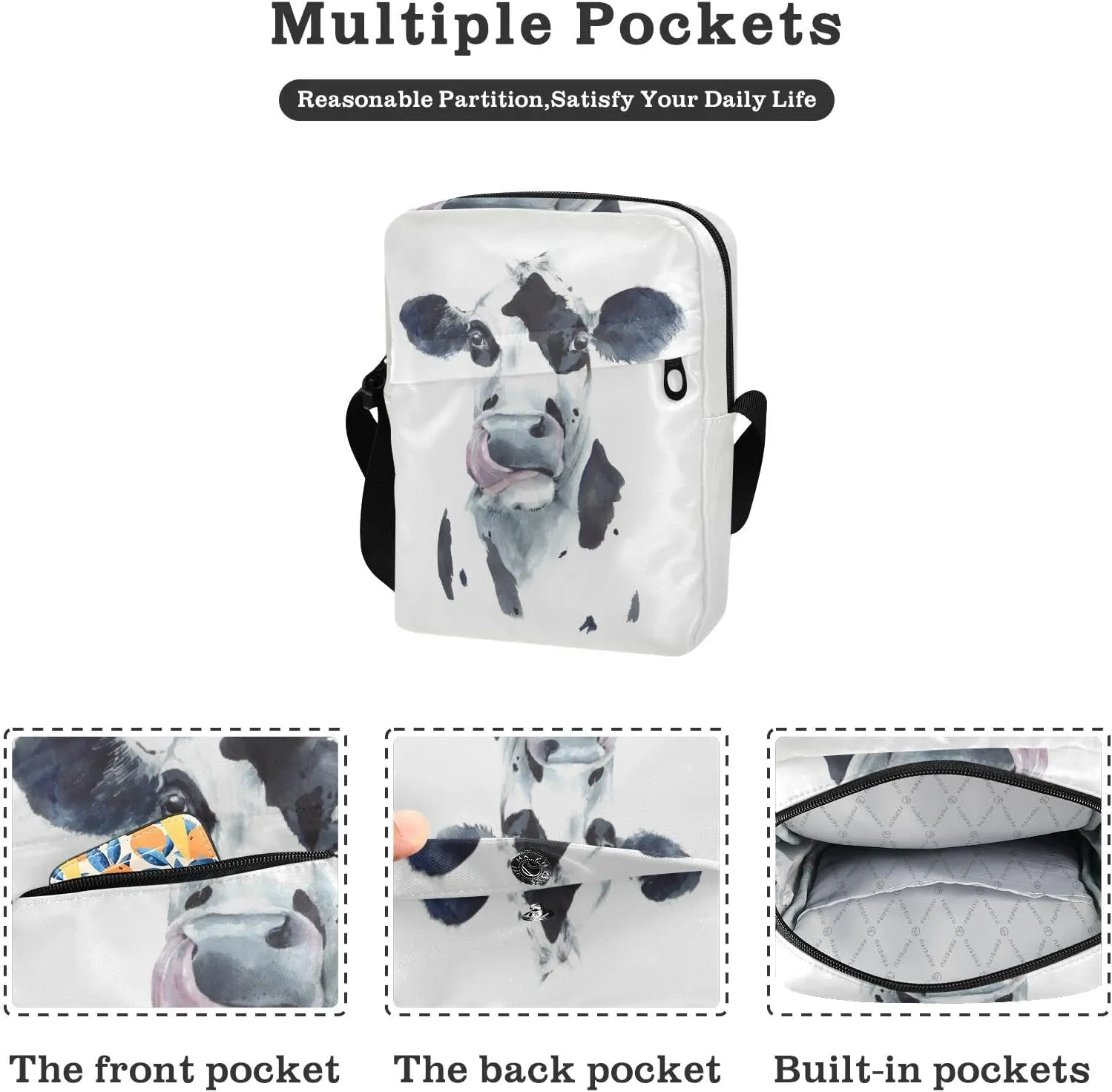 Poeticcity Crossbody Phone Bag, Small Messenger Shoulder Bag, Cash Handbag Wallet Purse