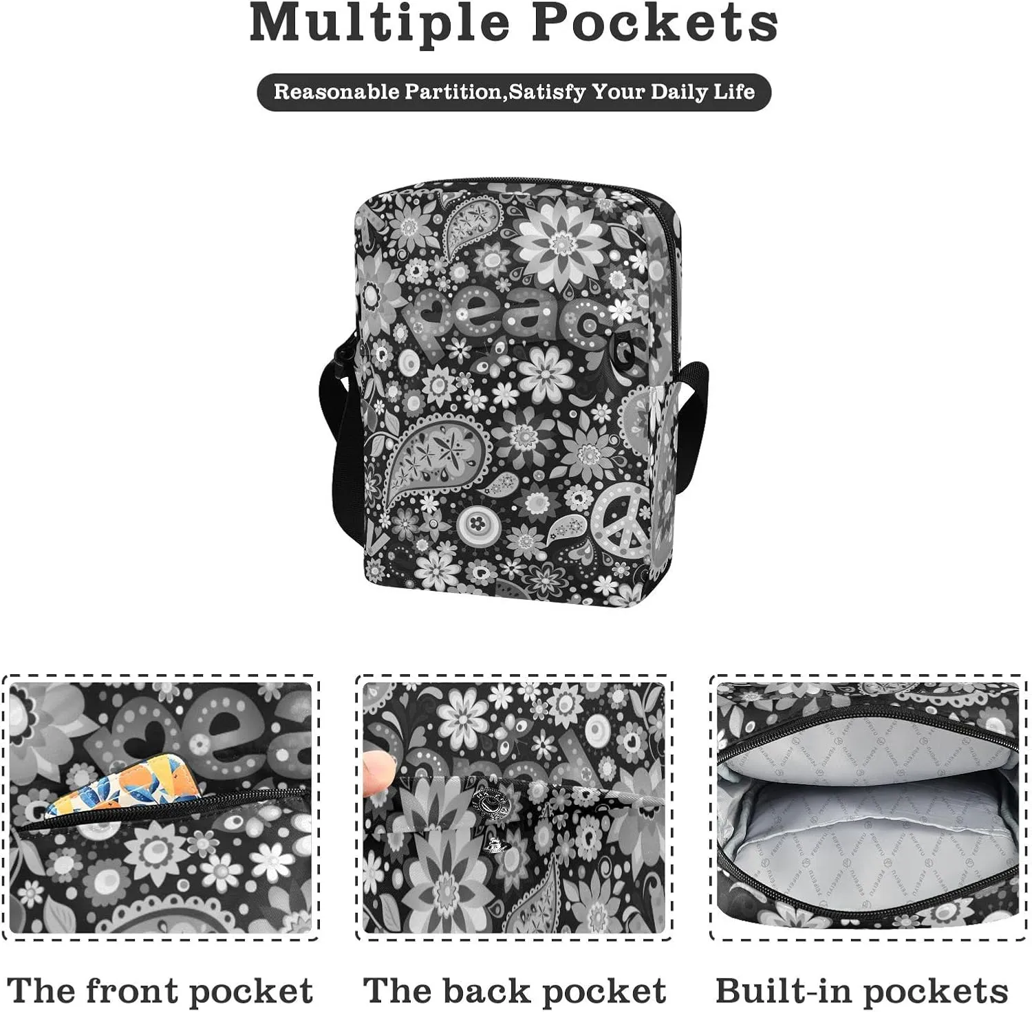 Poeticcity Crossbody Phone Bag, Small Messenger Shoulder Bag, Cash Handbag Wallet Purse