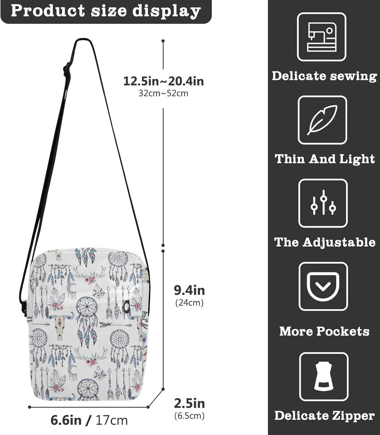 Poeticcity Crossbody Phone Bag, Small Messenger Shoulder Bag, Cash Handbag Wallet Purse