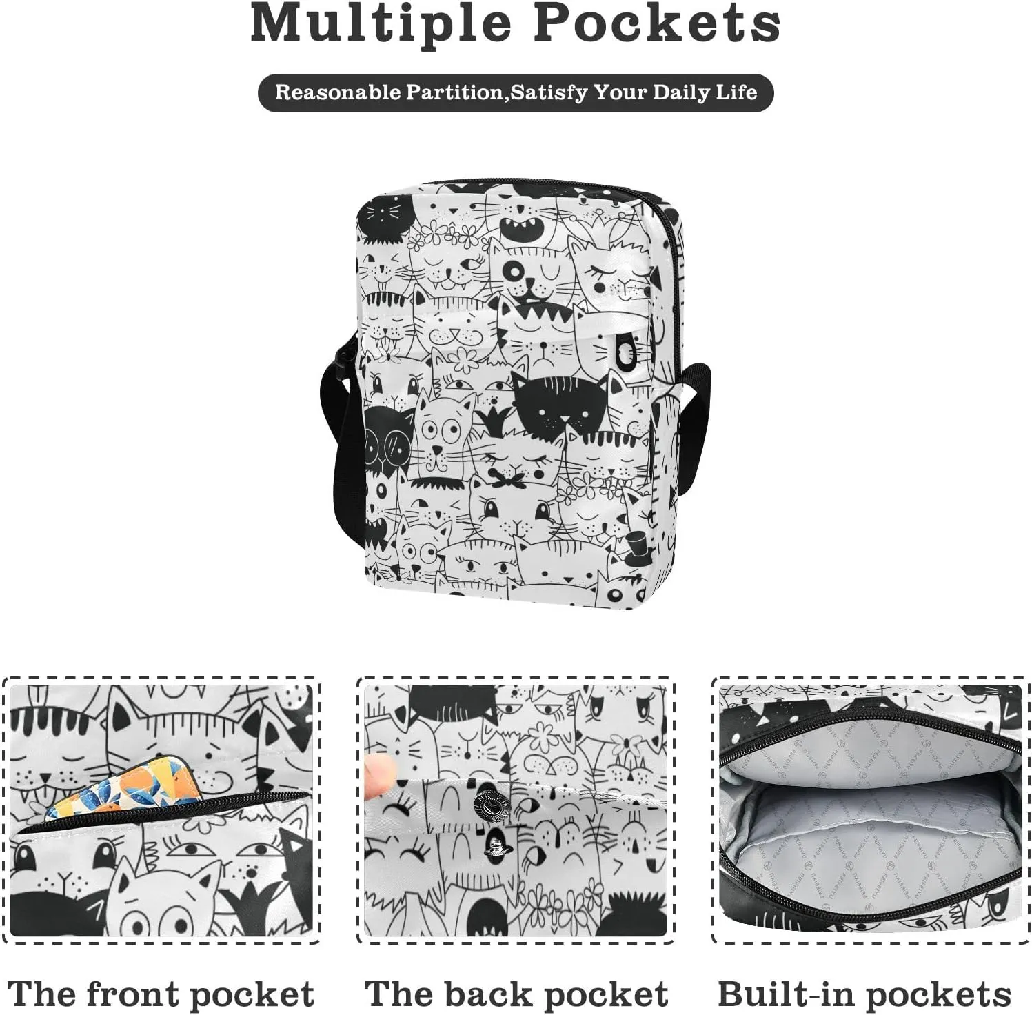 Poeticcity Crossbody Phone Bag, Small Messenger Shoulder Bag, Cash Handbag Wallet Purse