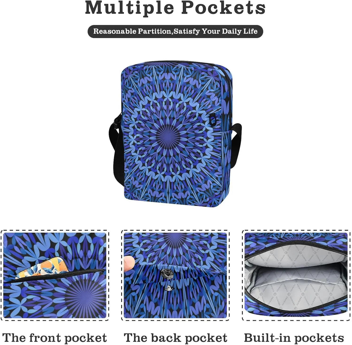 Poeticcity Crossbody Phone Bag, Small Messenger Shoulder Bag, Cash Handbag Wallet Purse