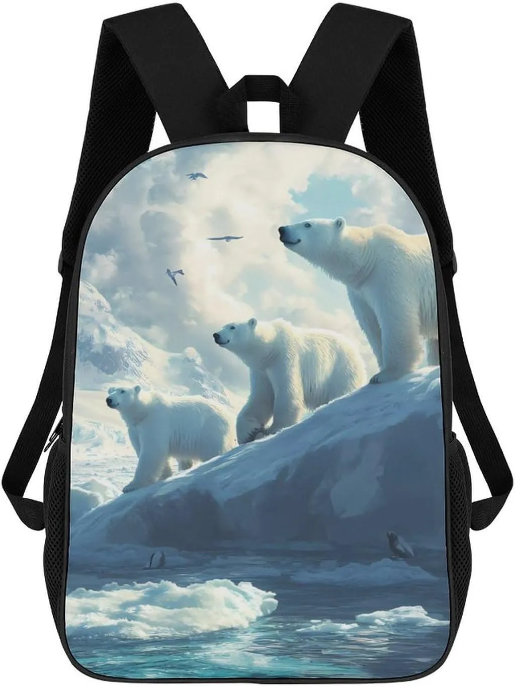 Polar Bears Ice Floes Arctic Ocean 17 Inch Travel Backpack Casual Daypacks Computer Shoulder Bag for Work Shopping Unisex