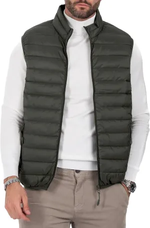 Polu Men's Puffer Vest Lightweight Sleeveless Jacket Full Zipper Outerwear Vest Outdoor Down Vest with Pockets