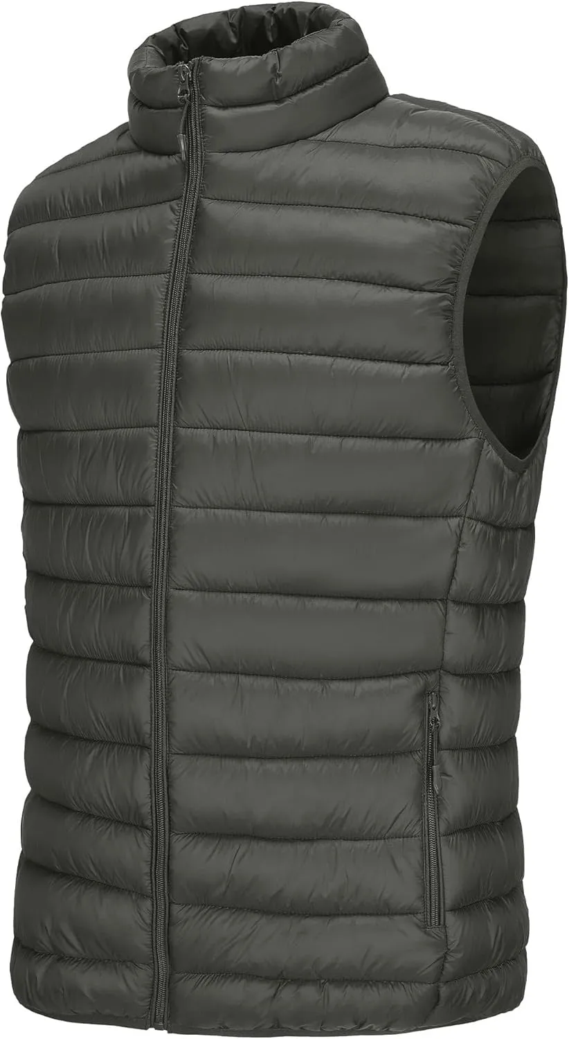 Polu Men's Puffer Vest Lightweight Sleeveless Jacket Full Zipper Outerwear Vest Outdoor Down Vest with Pockets