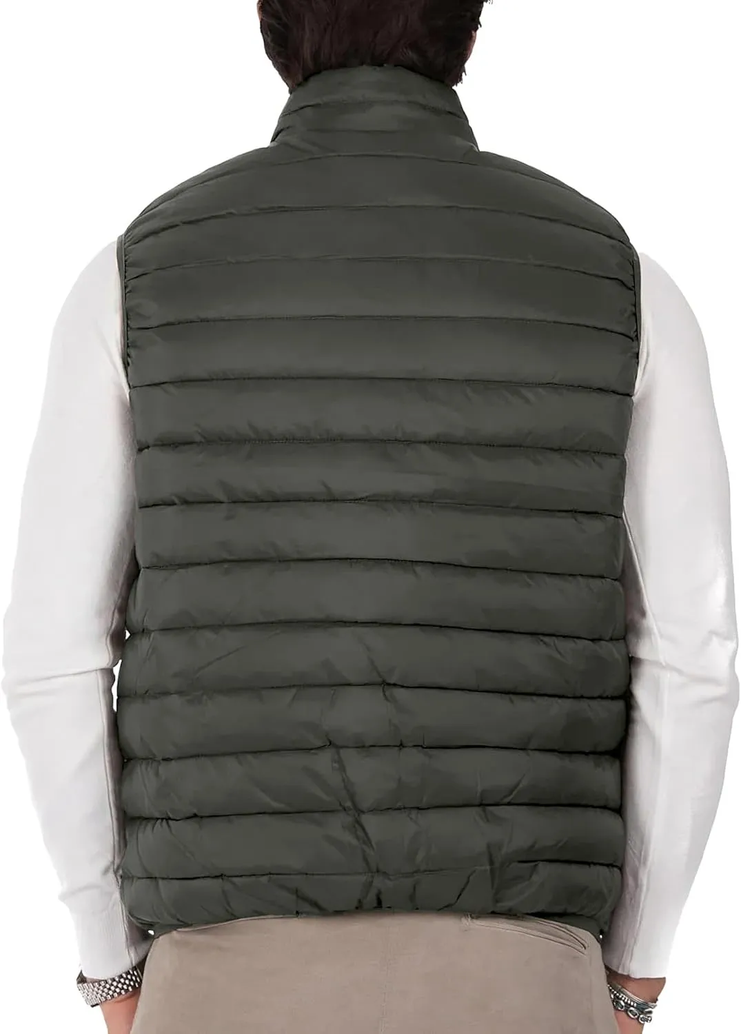 Polu Men's Puffer Vest Lightweight Sleeveless Jacket Full Zipper Outerwear Vest Outdoor Down Vest with Pockets