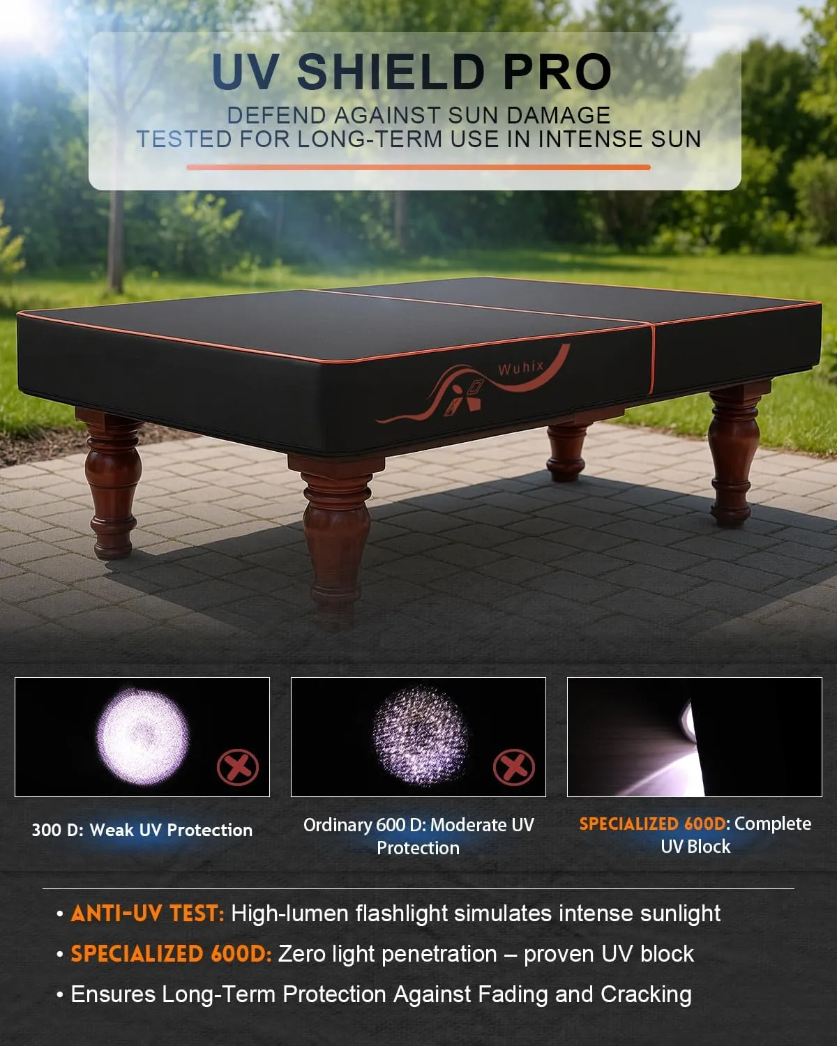 Pool Table Cover 7/8/9 ft, Billiard Table Covers 600D Heavy Duty Waterproof and Scratched-Free Outdoor Table Cover with Bag, Pool Table Accessories, Compatible with Rounded Corner Pool Tables - 9 Foot