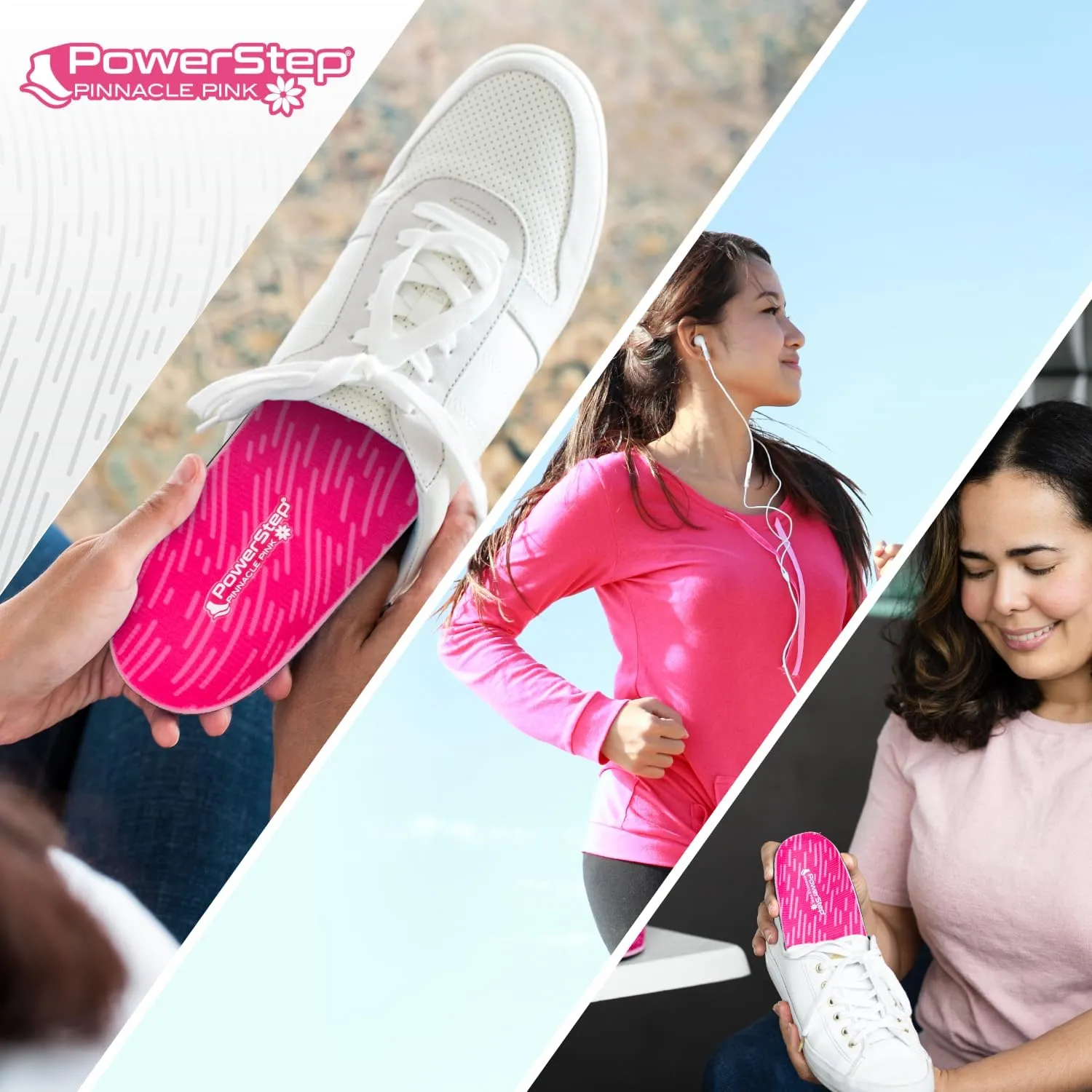 PowerStep Pinnacle Pink Orthotics for Women - Arch Support Inserts for Plantar Fasciitis Relief- Made in USA- Maximum Cushioning Arch Support, Deep Heel Cup for Pronation (W 11-11.5, M 9-9.5)