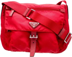 Prada Red Nylon Tessuto Medium Messenger Bag, Unisex