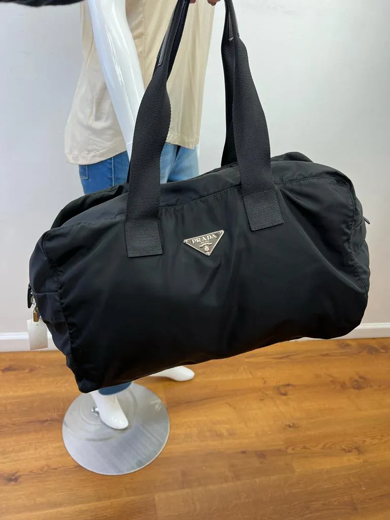 PRADA TESSUTO NYLON SAFFIANO VIAGGIO DUFFLE BAG