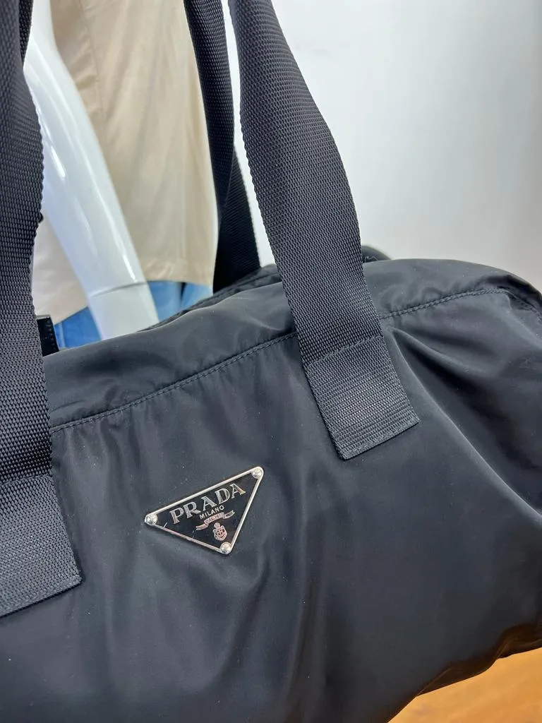PRADA TESSUTO NYLON SAFFIANO VIAGGIO DUFFLE BAG