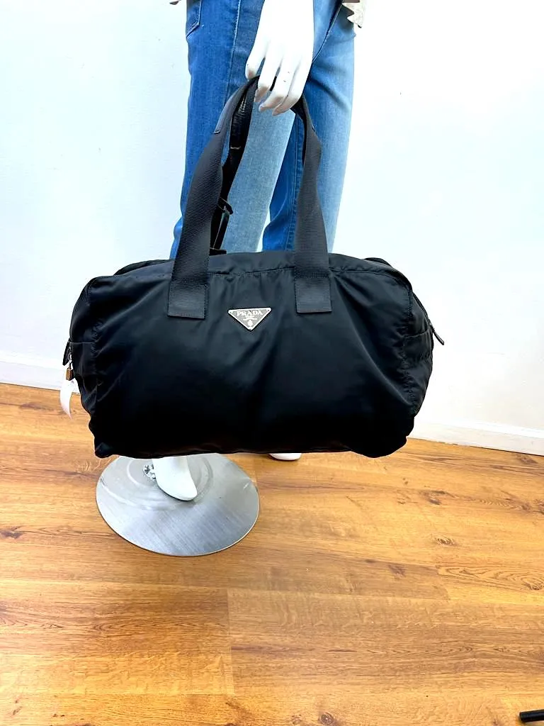 PRADA TESSUTO NYLON SAFFIANO VIAGGIO DUFFLE BAG