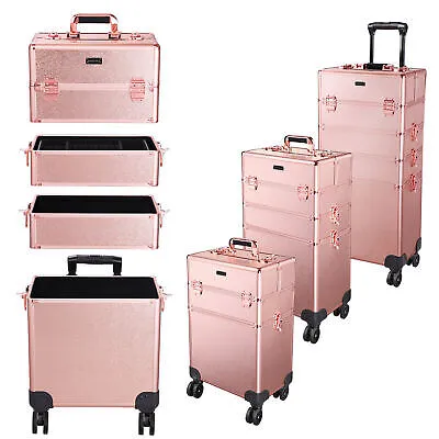 Pro 4in1 Byootique Rolling Makeup Train Case Makeup Artist Organizer Rose Gold
