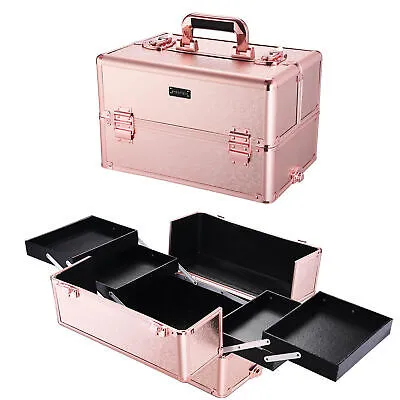 Pro 4in1 Byootique Rolling Makeup Train Case Makeup Artist Organizer Rose Gold