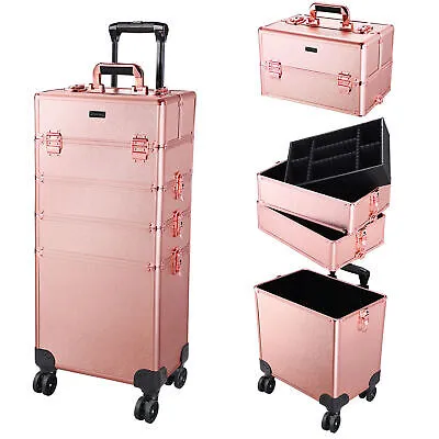 Pro 4in1 Byootique Rolling Makeup Train Case Makeup Artist Organizer Rose Gold