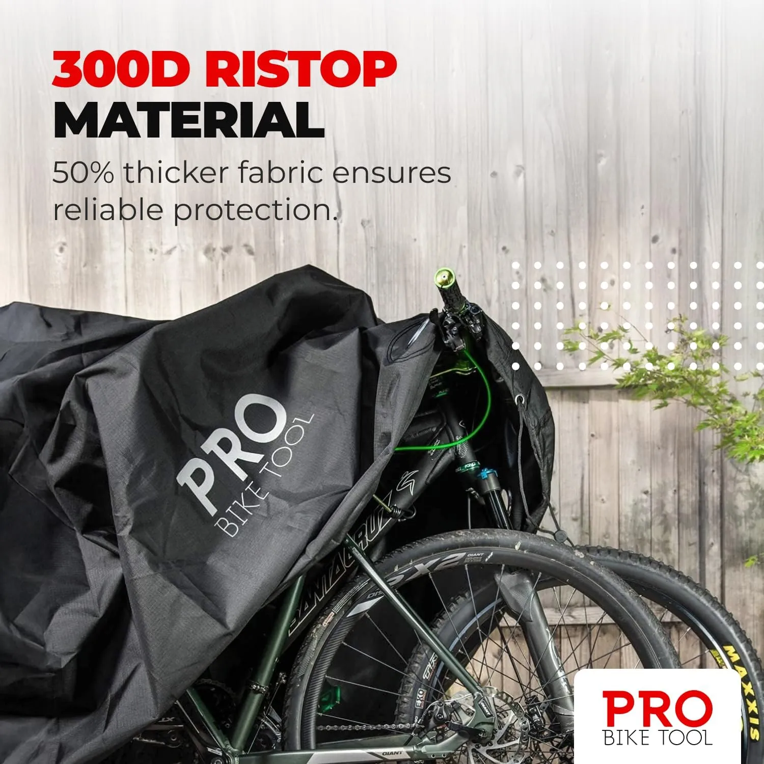 PRO BIKE TOOL Bike Cover - Heavy-Duty Bike Covers Outdoor Storage Waterproof 2 or 3 Bikes - Anti-UV Protection - Secure Fit with Lock Hole - Travel Ready for Car Racks - Includes Storage Bag, Black