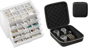 ProCase Jewelry Box Bundle with Travel Watch Case