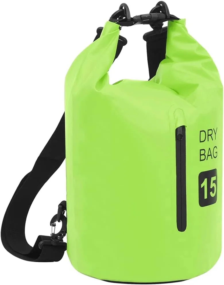 Protects Valuables with Waterproof Dry Bag, Lightweight PVC Design, Zipper Closure, 4 Gallon Capacity, Green and Black