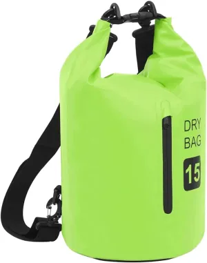 Protects Valuables with Waterproof Dry Bag, Lightweight PVC Design, Zipper Closure, 4 Gallon Capacity, Green and Black