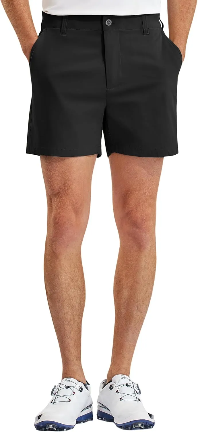 PULI Golf Shorts Men Relaxed Fit Stretch Dress Lightweight Casual Waterproof Travel Quick Dry Summer Shorts 5 Inch Inseam