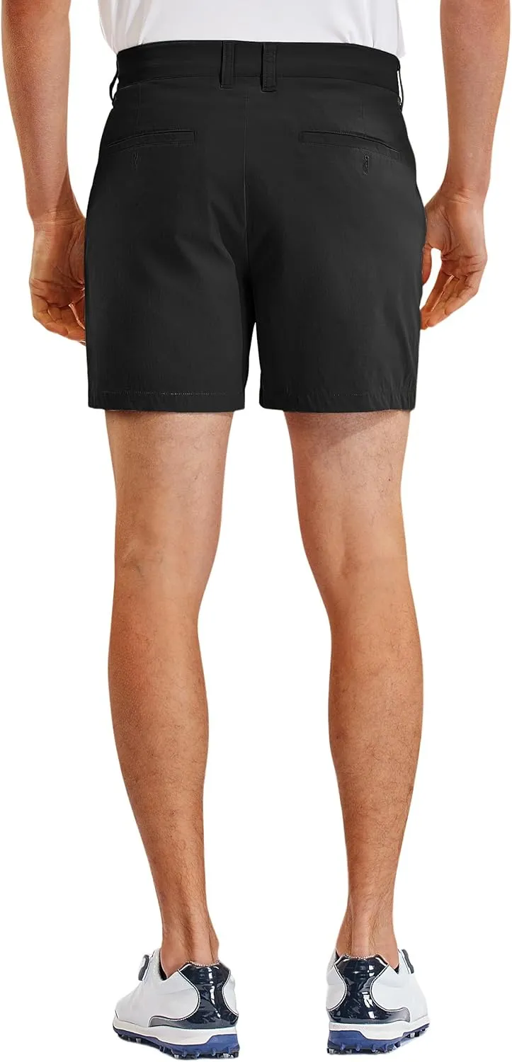 PULI Golf Shorts Men Relaxed Fit Stretch Dress Lightweight Casual Waterproof Travel Quick Dry Summer Shorts 5 Inch Inseam