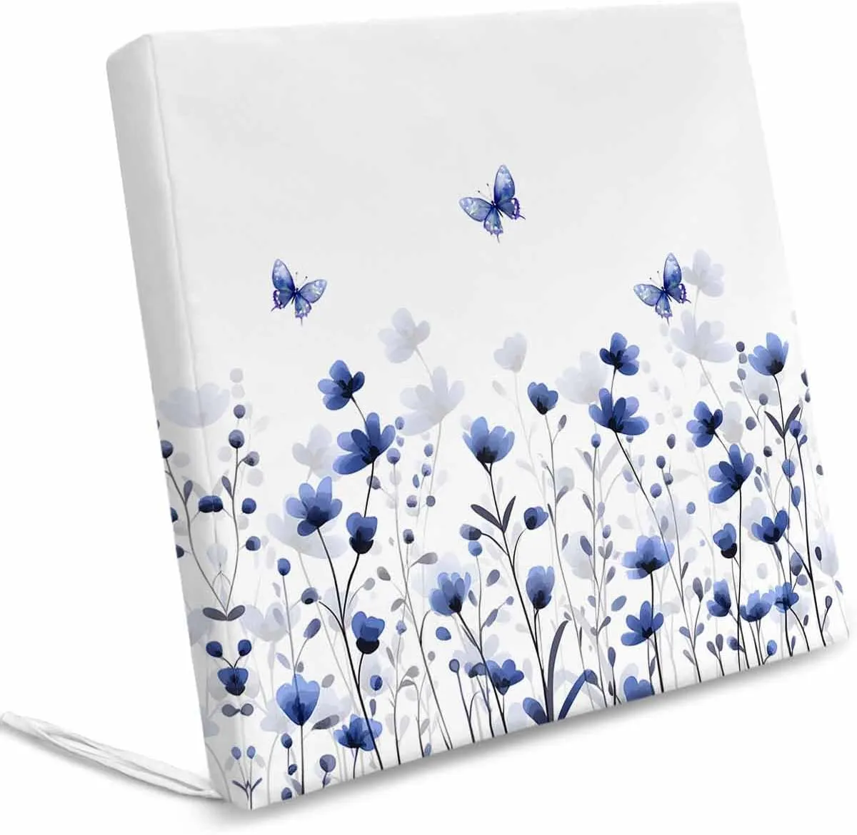 Purple Floral Butterfly Outdoor Cushion Chair Cover Set of 4 - Waterproof Couch Seat Covers, Spring Rustic Botanical Flowers Patio Furniture Protector Cushions Slipcovers for Sofa/RV, 20"x18"x4"