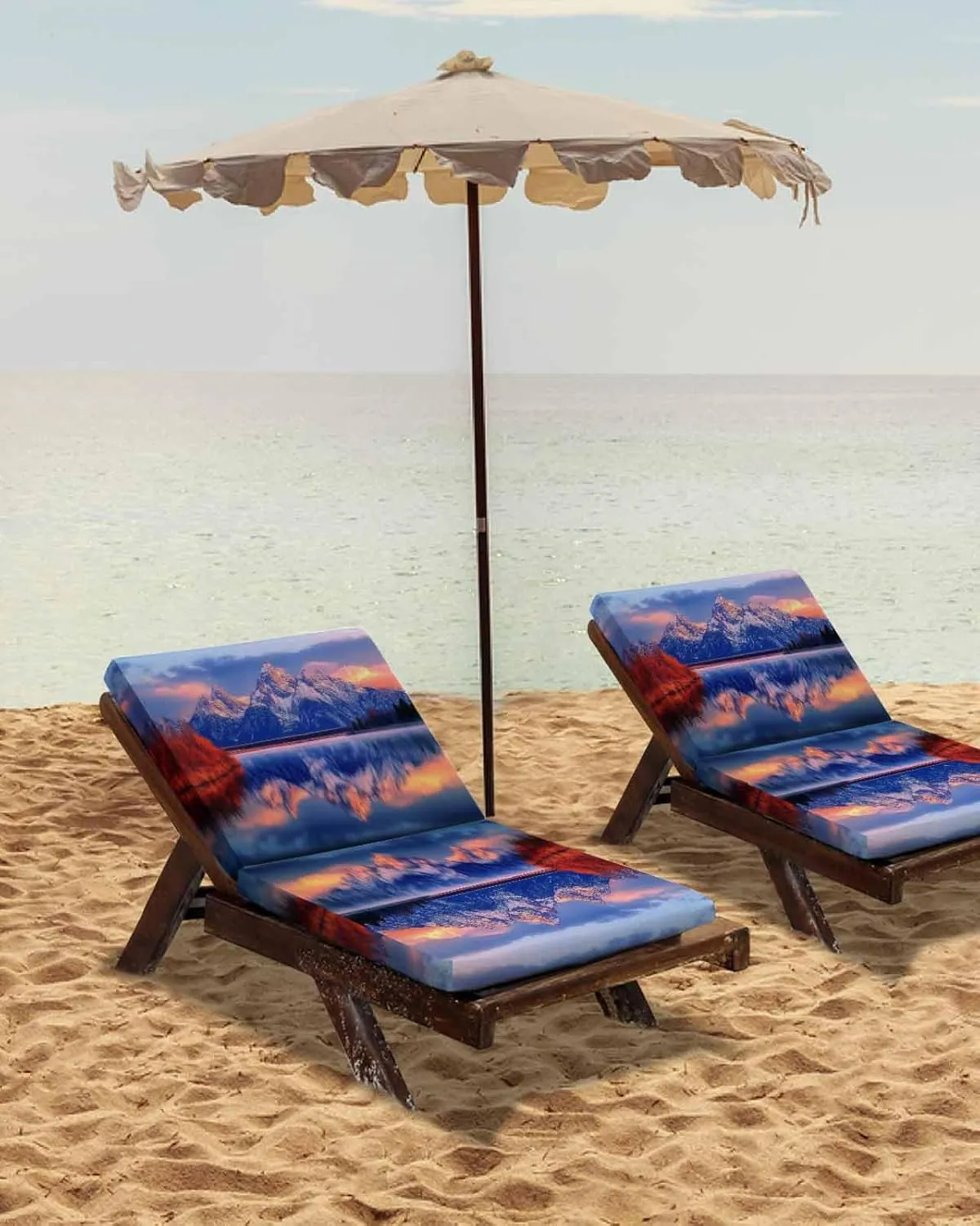 Purple Mountain Outdoor Cushion Chair Cover Set of 4 - Waterproof Couch Seat Covers, Forest Modern Art Pastoral Patio Furniture Protector Cushions Slipcovers for Sofa/RV, 22"x22"x4"