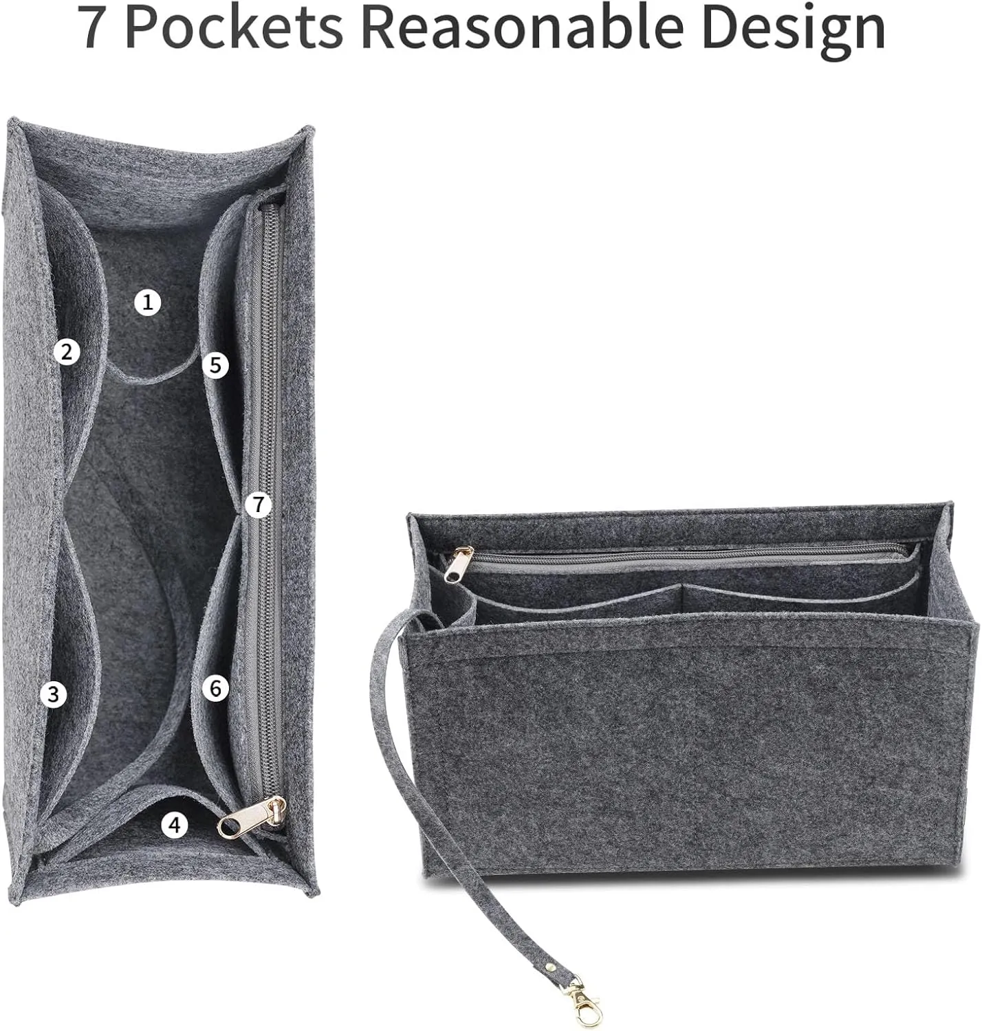 Purse Insert Organizer for dior book tote Large Bag Insert Premium Purse Felt Insert Multiple Pockets (Grey, X-Large), KS12-Grey-XL