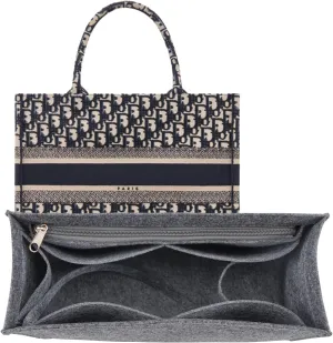 Purse Insert Organizer for dior book tote Large Bag Insert Premium Purse Felt Insert Multiple Pockets (Grey, X-Large), KS12-Grey-XL