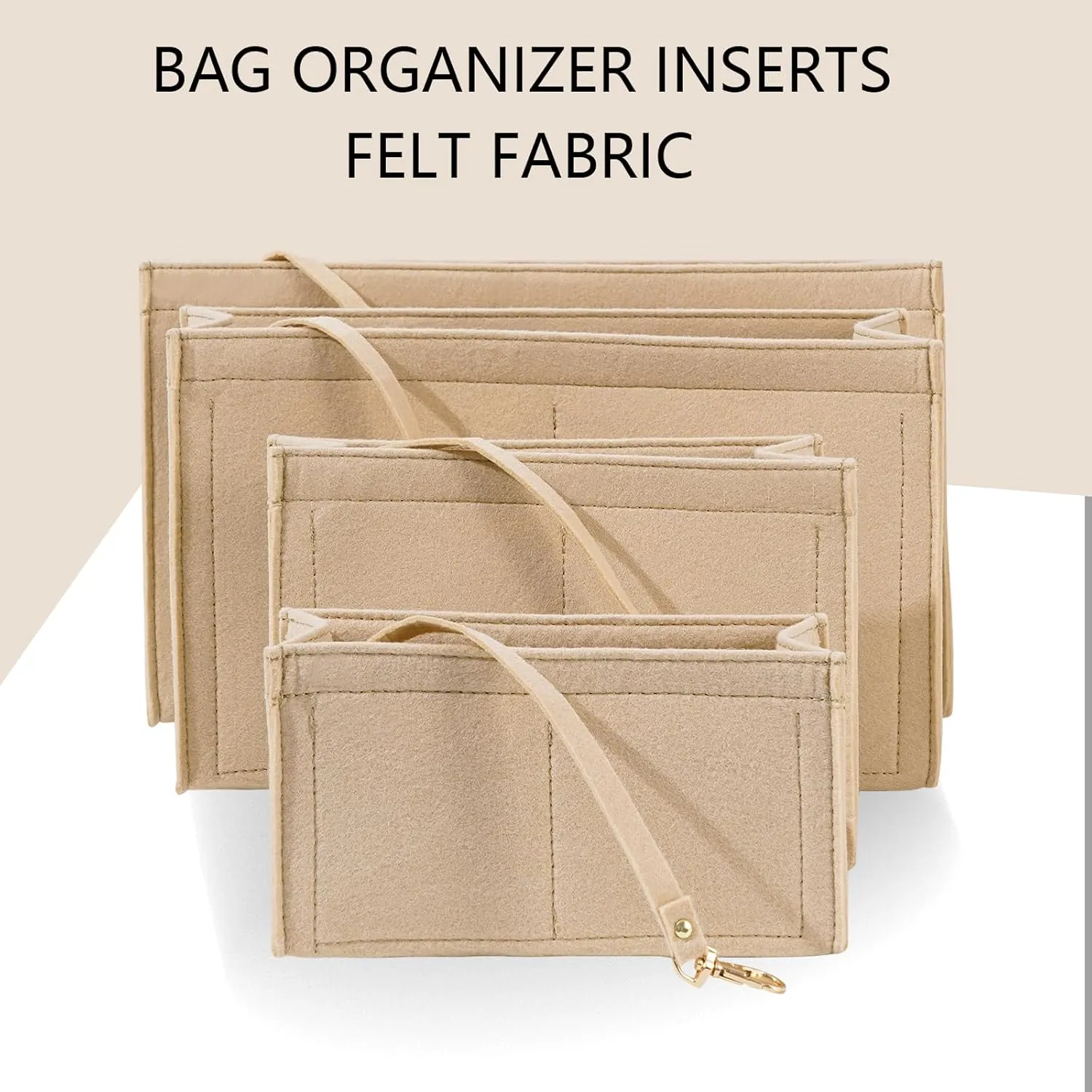 Purse Insert Organizer for Dior Book Tote Large Bag - Premium Felt With Multiple Pockets (X-Large, Khaki)