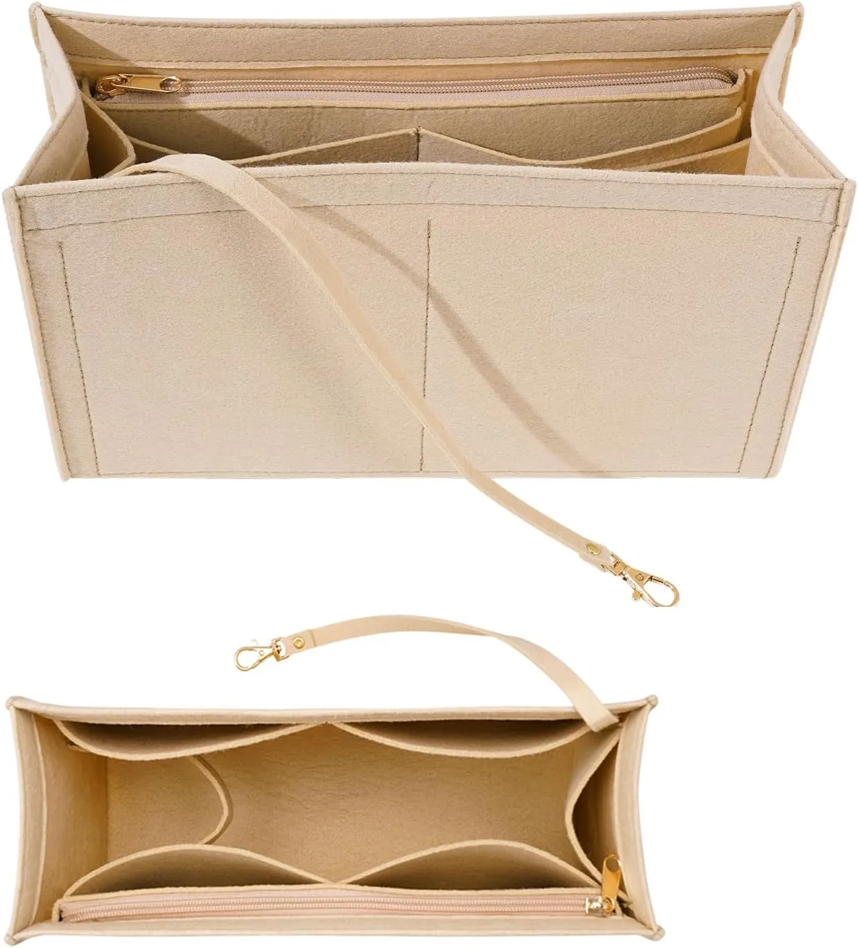 Purse Insert Organizer for Dior Book Tote Large Bag - Premium Felt With Multiple Pockets (X-Large, Khaki)