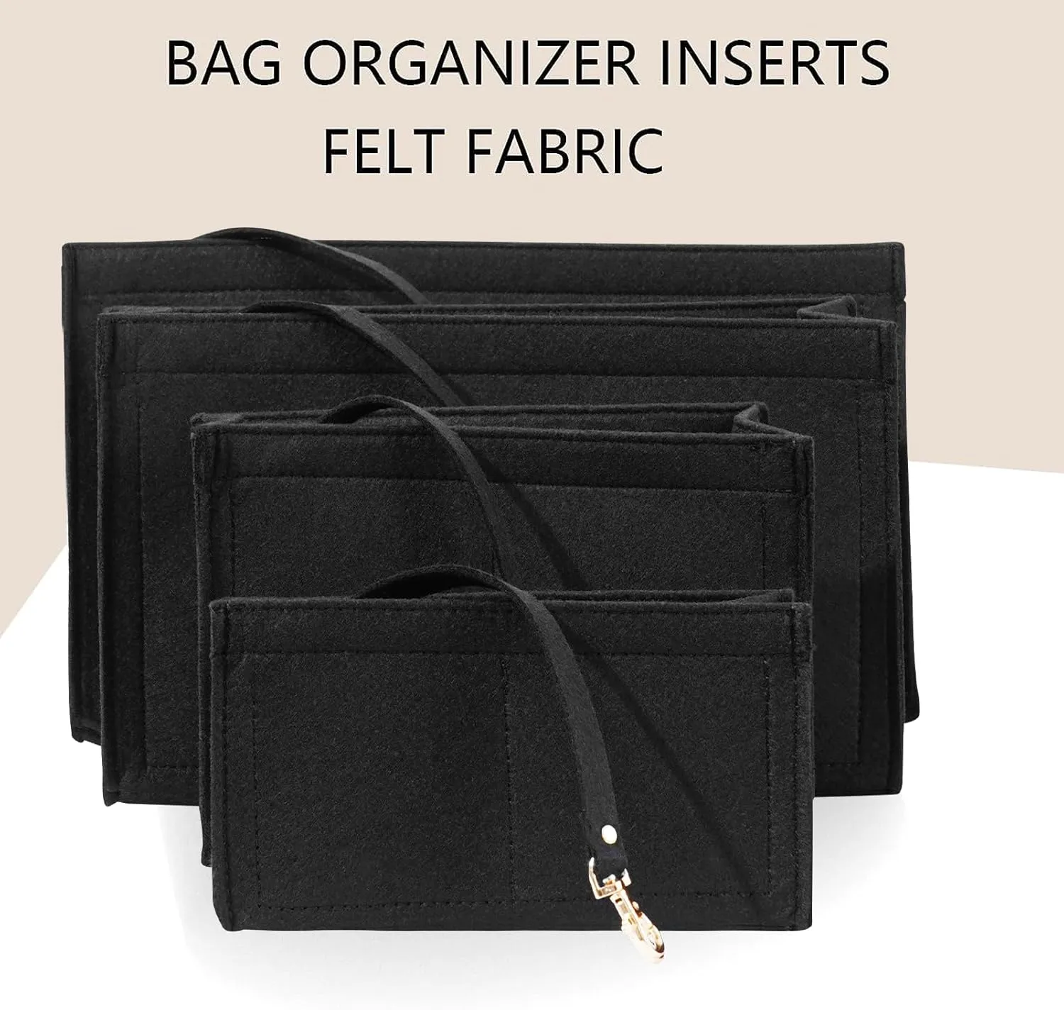 Purse Insert Organizer for Dior Book Tote - Medium Bag Insert with Premium Felt and Multiple Pockets (Large, Black)