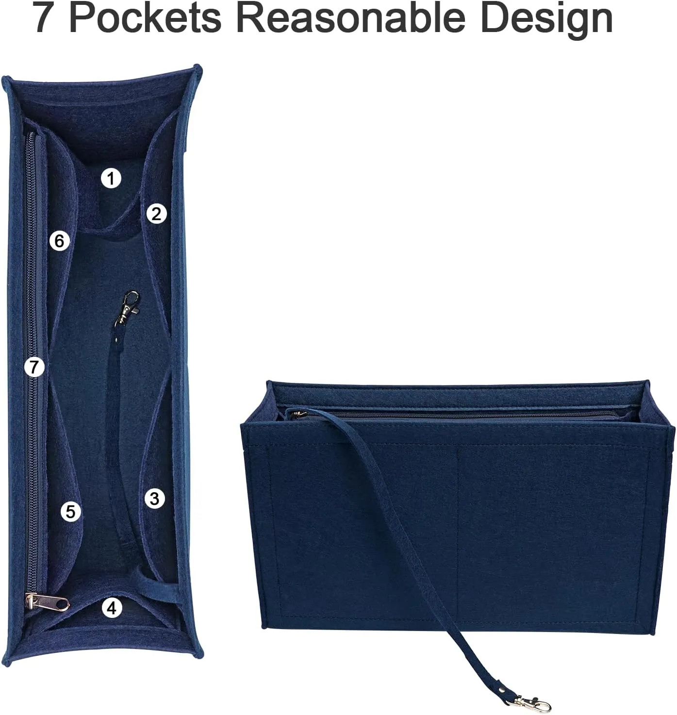 Purse Organizer for Dior Book Tote Bag - Premium Felt Insert with Multiple Pockets (Dark Blue, Small)