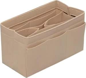Purse Organizer Insert - Felt Bag Organizer for Tote Purse Bag with 14 Pockets - Beige Medium