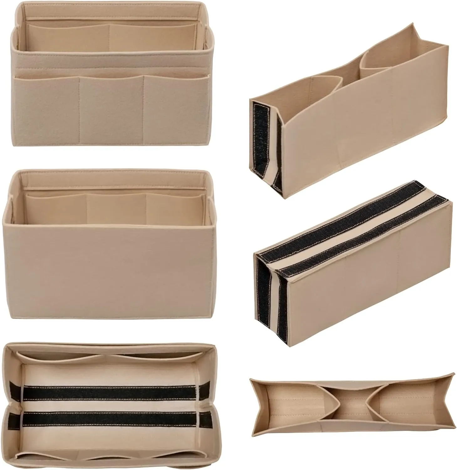 Purse Organizer Insert - Felt Bag Organizer for Tote Purse Bag with 14 Pockets - Beige Medium