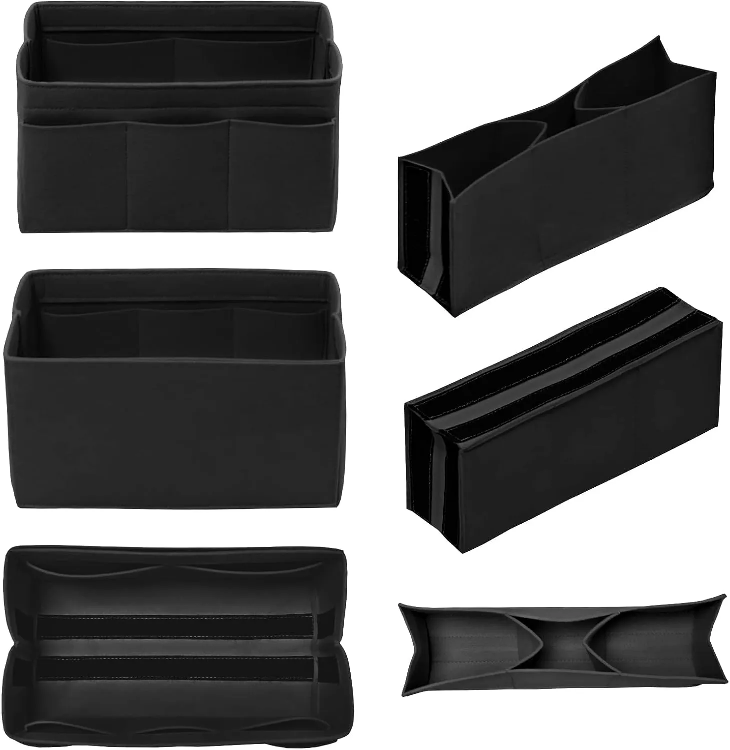 Purse Organizer Insert - Felt Bag Organizer for Tote Purse Bag with 14 Pockets - Black Medium