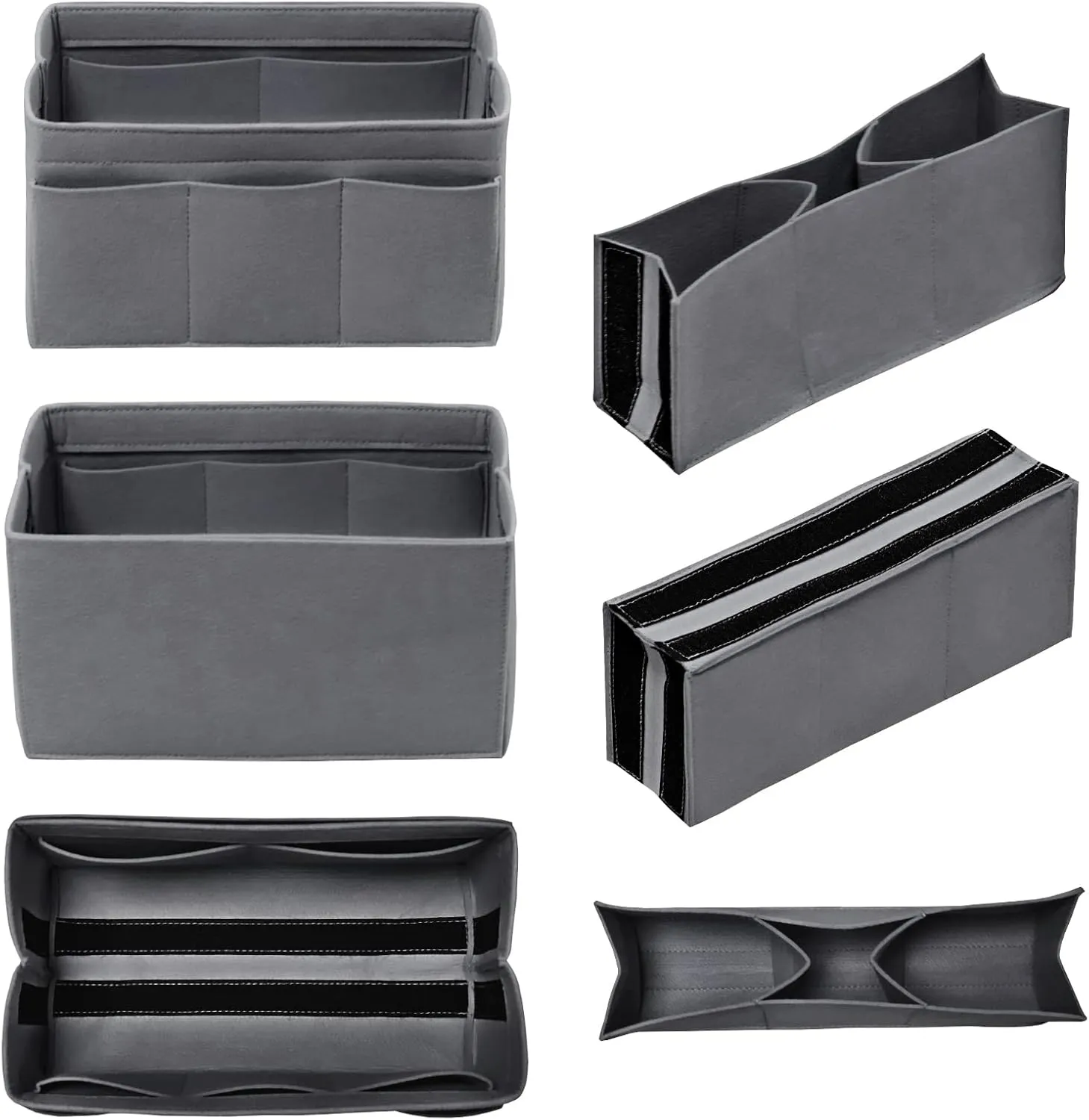 Purse Organizer Insert - Felt Bag Organizer for Tote Purse Bag with 14 Pockets - Grey Large
