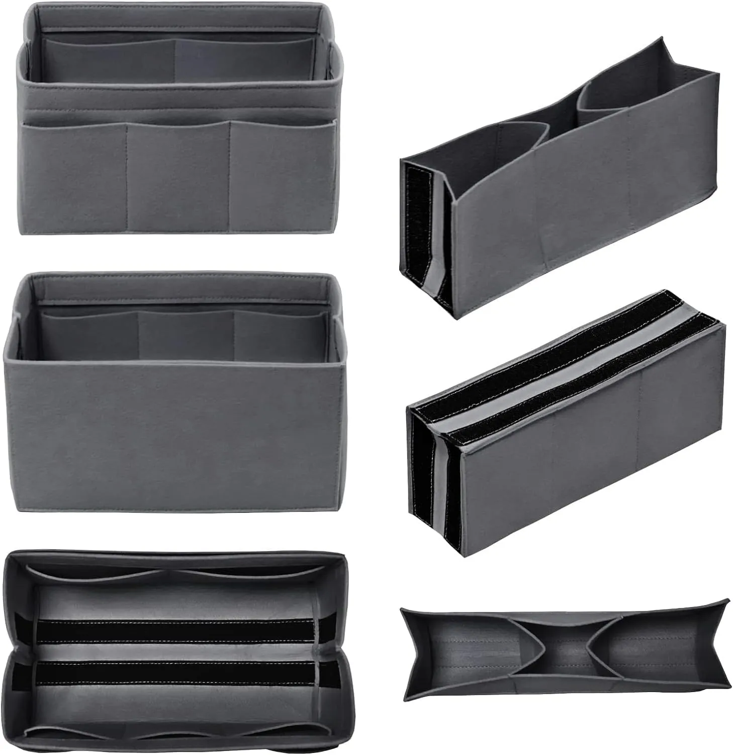 Purse Organizer Insert - Felt Bag Organizer for Tote Purse Bag with 14 Pockets - Grey Small