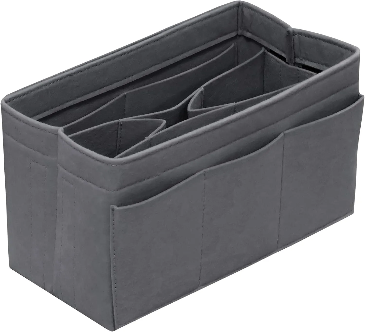 Purse Organizer Insert - Felt Bag Organizer for Tote Purse Bag with 14 Pockets - Grey Small