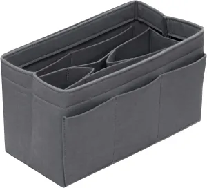 Purse Organizer Insert - Felt Bag Organizer for Tote Purse Bag with 14 Pockets - Grey Small