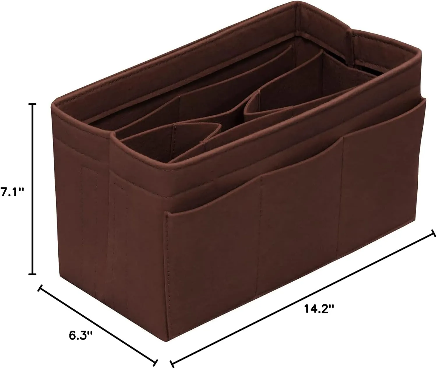 Purse Organizer Insert Felt Bag Organizer Handbag Organizer Insert Bag In Bag Organizer for Tote Purse Bag 14 Pockets Brown X-Large