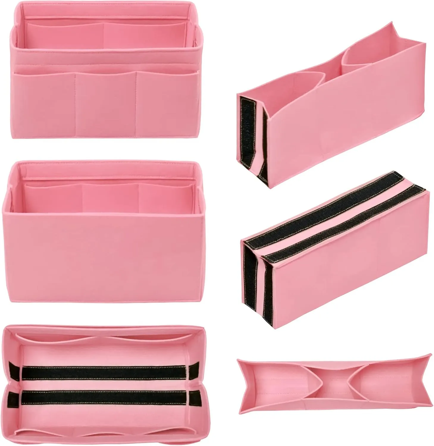 Purse Organizer Insert Felt Bag Organizer Handbag Organizer Insert Bag In Bag Organizer for Tote Purse Bag 14 Pockets Pink Medium