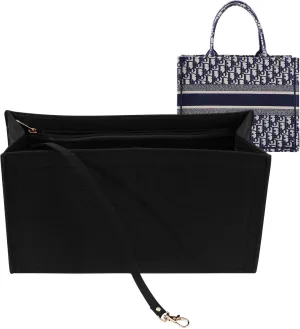 Purse Organizer Insert for dior book tote Large Bag Insert， Premium Purse Felt Insert Multiple Pockets (X-Large, Black)
