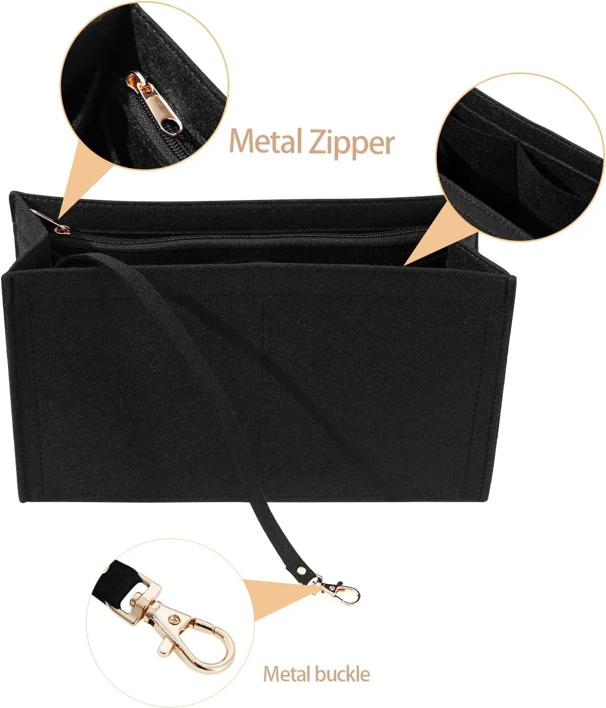 Purse Organizer Insert for dior book tote Large Bag Insert， Premium Purse Felt Insert Multiple Pockets (X-Large, Black)