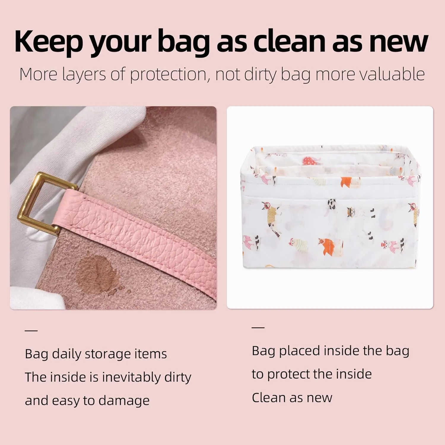 Purse Organizer Insert For Dior Booktote mini/S/M/L, Lightweight Bag Shaper Liner, Soft Women Luxury Handbag Tote Inner Bag (Booktote Large,Cat Paradise)