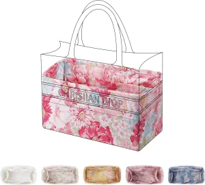 Purse Organizer Insert For Dior Booktote mini/S/M/L, Lightweight Bag Shaper Liner, Soft Women Luxury Handbag Tote Inner Bag (Booktote Medium,Blooming)